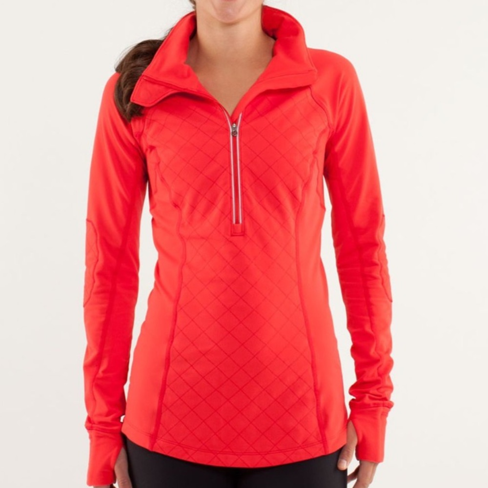 Lululemon athletica Quilted Half-Zip  Pullover - orange/coral Sz 6